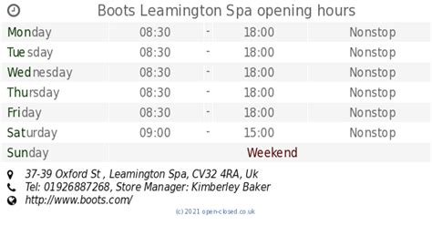 boots leamington spa opening times   oxford st