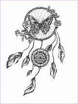 Dreamcatcher Traumfänger Catcher Mandala Feder Schmetterling Adults Rosen sketch template