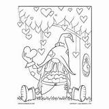 Gnome Valentine Adults Coloringbliss Crafts Gnomes Scandinavian sketch template