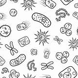 Viruses Bacterias Germs Microbios Bakterier Bacterial Biology Microbe Bacteriological Sömlös Vit Illustrazioni Microbial Vectorial Batteri Vatten Mikroskopet sketch template