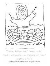 Fishers Men Bible Printables Preschool Coloring Make Will Kids Christian Activities Jesus Follow Come sketch template