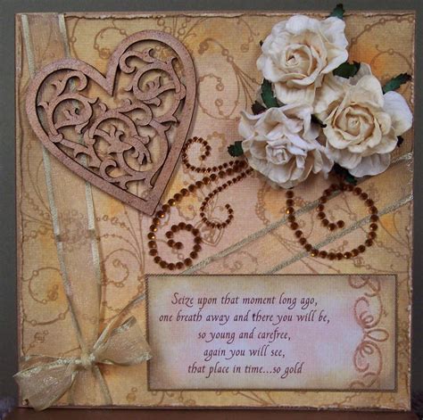 whitch craft vintage golden wedding anniversary card   handmade rose