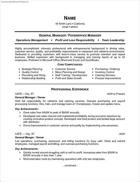 sample food service resume templates   ms word rezfoods