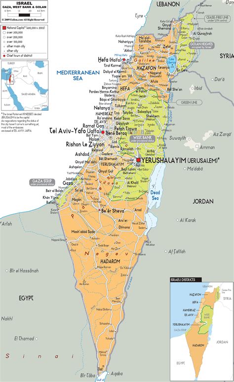 political map  israel ezilon maps