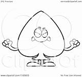 Mascot Spade Mad Suit Card Clipart Cartoon Outlined Coloring Vector Thoman Cory Royalty sketch template