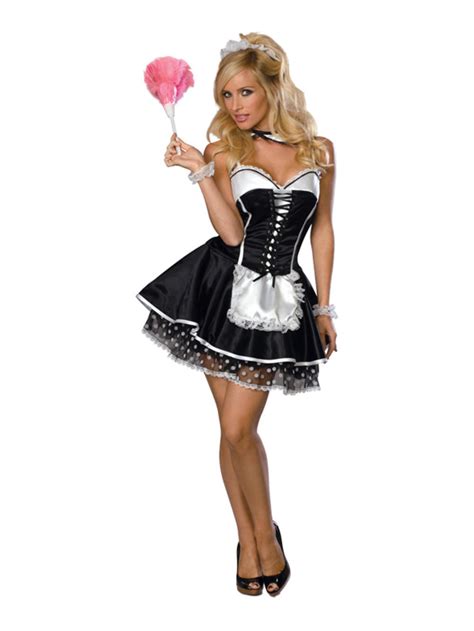 adult sexy maid fancy dress cleaner costume french hen night party