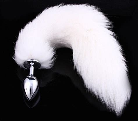 soft white faux vegan fur buttplug tail dizaster in a halo