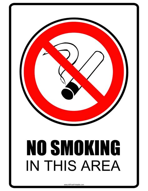 smoking signs printable area