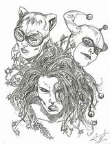Gotham Sirens City Guinaldo Andres Catwoman Quinn Poison Comicartfans Harley sketch template