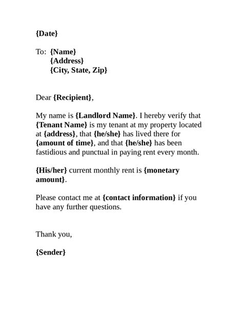 proof  residency letter  tenant template  sample