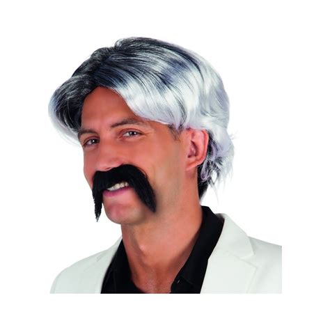 perruque grisonnante et moustache adhésive