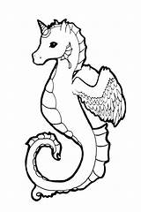 Unicorn Seahorse sketch template
