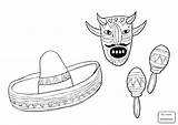 Sombrero Coloring Maracas Mexican Pages Pinata Mask Food Chili Mexico Color Getcolorings Getdrawings Drawing Colorings Print Printable Supercoloring sketch template