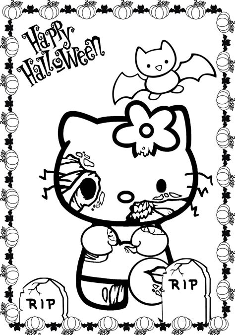 kitty halloween coloring page coloring home