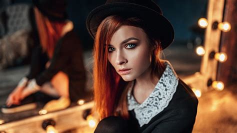 4550740 Redhead Women Face Hat Georgy Chernyadyev Wallpaper
