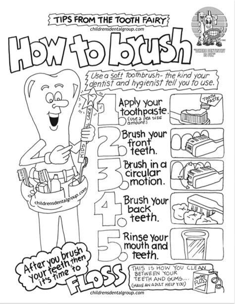tooth brushing coloring pages worksheet