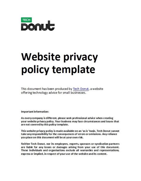privacy policy templates  gdpr templatearchive