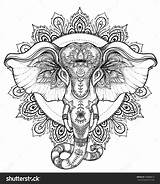 Coloring Tribal Elephant Beautiful Book Handdrawn Style Pages Mandala Boho Patterns sketch template