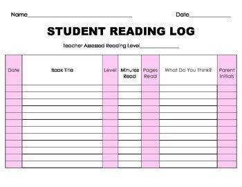 student reading logs   teacher treasury teachers pay teachers