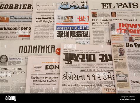 newspapers  multiple languages stock photo alamy