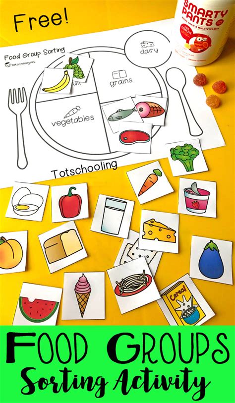 teach kids  healthy eating   food group sorting activity