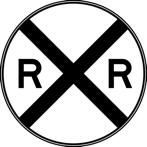 highway rail grade crossing advance warning black  white clipart