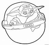 Yoda Coloring Pages Baby Spaceship Printable Print sketch template