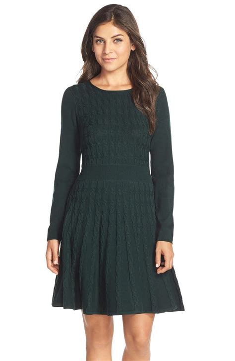 Eliza J Cable Knit Fit And Flare Sweater Dress Nordstrom
