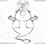 Careless Cartoon Chubby Genie Clipart Thoman Cory Outlined Coloring Vector Illustration Royalty Protected Collc0121 sketch template