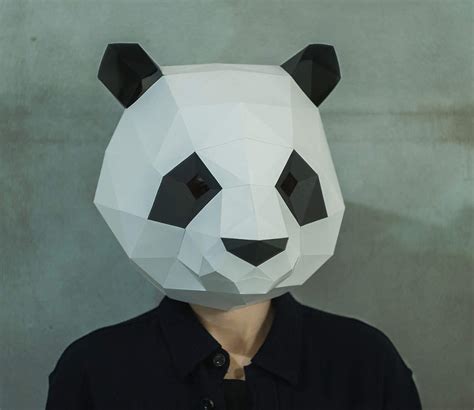 Make Panda Maskdiy 3d Maskpdfpattern Maskpolygon Paper Etsy