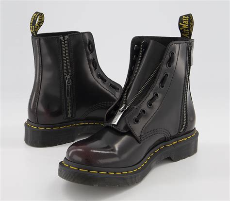 dr martens  pascal front zip cherry red arcadia ankle boots