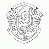 Hogwarts Ravenclaw Gryffindor Hufflepuff Pottermore Crests Coloringhome Lineart Celebrando Poudlard Albanysinsanity sketch template