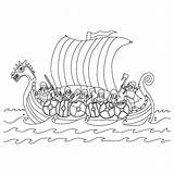 Noormannen Wikinger Schip Vikingen Zee Kleurplaat sketch template