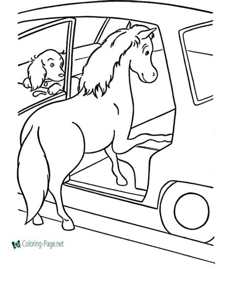 horse coloring pages pony car ride