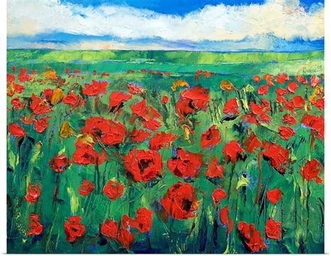 Poster Print Wall Art Entitled Field Of Red Poppies Ebay