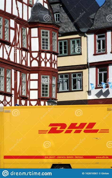 dhl parcel service  town limburg editorial photo image  houses vehicle