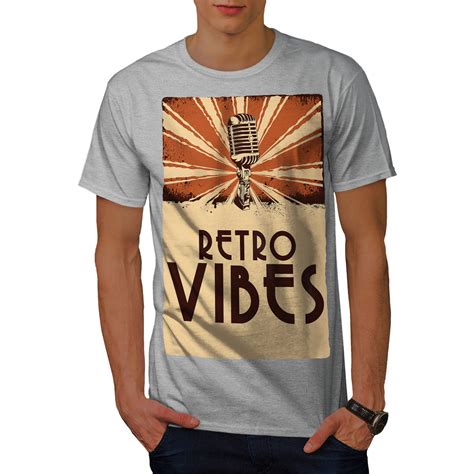 wellcoda retro vibes  mens  shirt microphone graphic design printed tee ebay