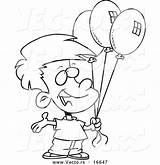 Balloons Holding Cartoon Birthday Boy Drawing Coloring Vector Three Girl Outlined Party Getdrawings Ron Leishman Royalty sketch template