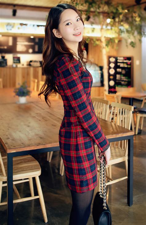 luxe asian women style korean fashion clothes cl check dress fashion