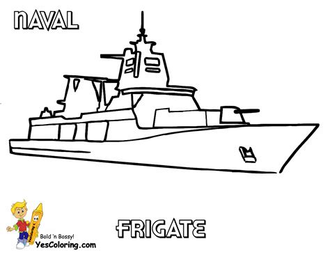 naval frigate navy coloring page  yescoloringslide crayon