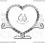 Mascot Doily Loving Valentine Heart Clipart Cartoon Cory Thoman Outlined Coloring Vector sketch template