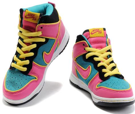 girls nike dunk sb high top shoes pink green products  love pinterest nike dunks top