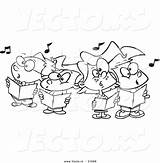 Choir Singing Cartoon Kids Coloring Vector Outlined Leishman Ron Graphic Royalty sketch template