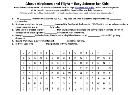 image   airplanes  flight worksheet easy science  kids