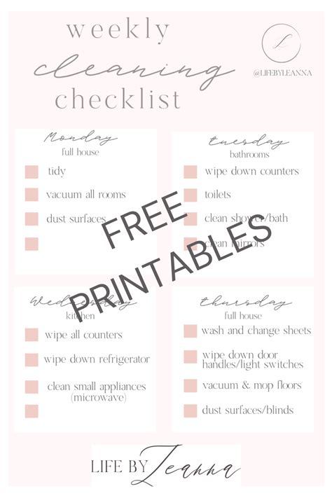 easy cleaning checklist daily weekly  monthly