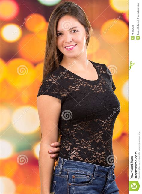 Beautiful Young Brunette Latin Long Haired Girl Stock Image Image Of
