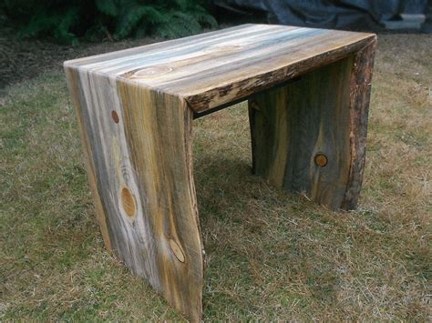 custom pine double waterfall side table  wood shed