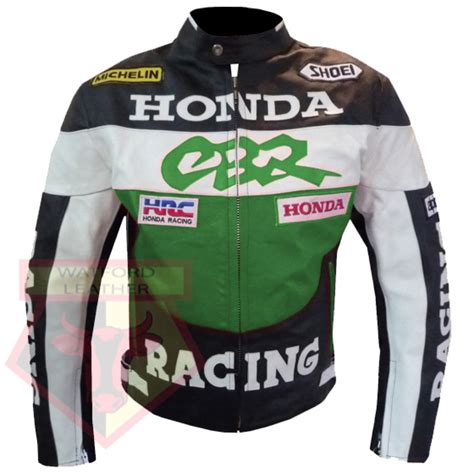 green cbr honda motorbike motorcycle genuine cowhide leather armoured jacket motorbike jackets