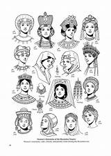 Hairstyles Byzantine Fashion Women Jewelry Coloring Medieval Coifs Historical Clothing Costume Tumblr Book Era Headwear Sca Empire Crowns Worn During sketch template