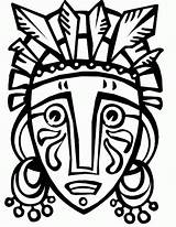 Mask African Coloring Tribal Drawing Pages Template Projects Azcoloring sketch template
